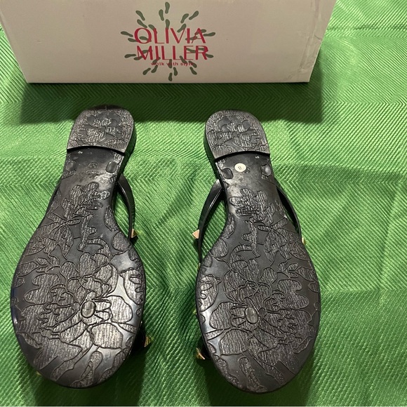 Olivia Miller Black Sandals with Gold Studs - Picture 5 of 5